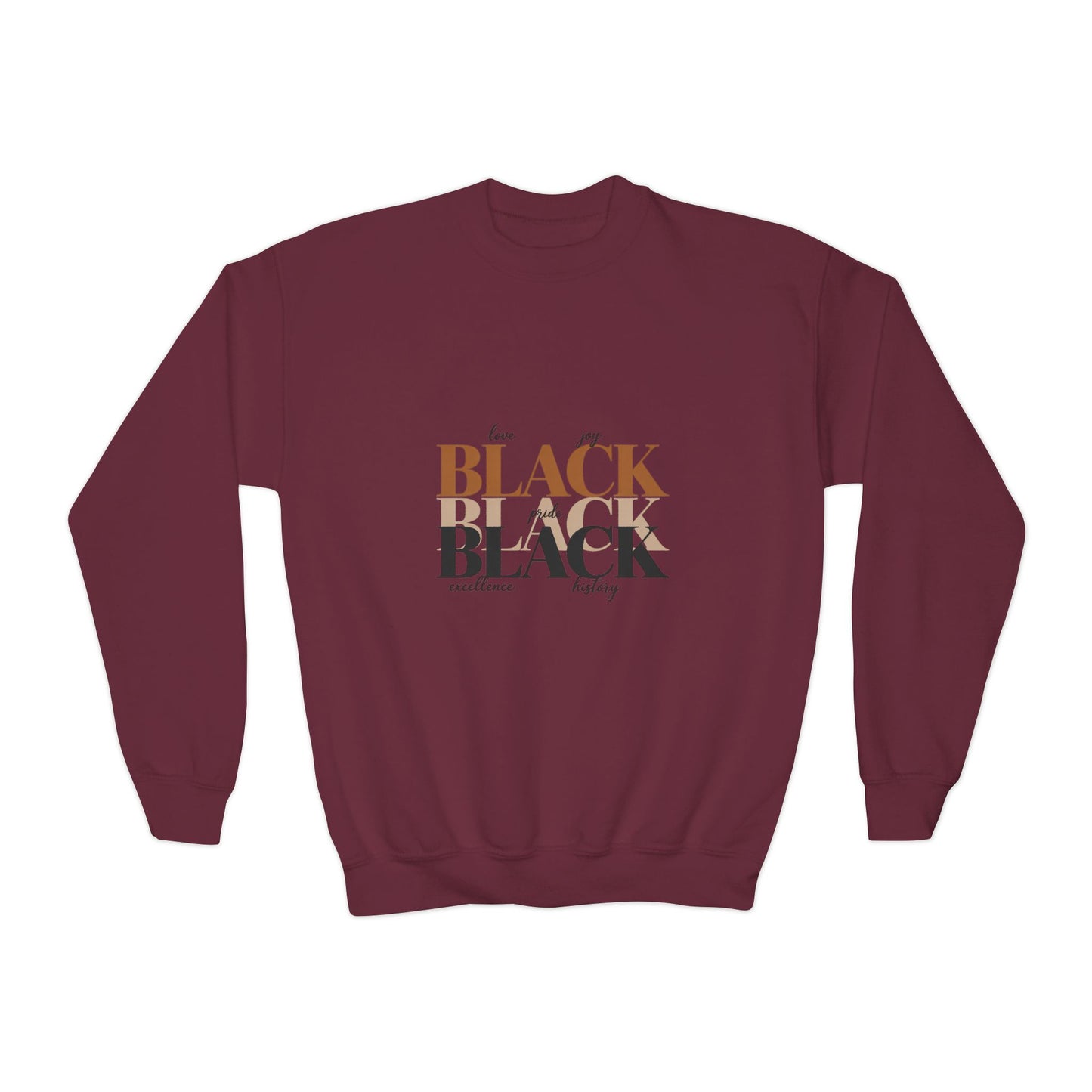 Youth Crewneck Sweatshirt – "Black Is Beautiful" Retro Typography Kids Pullover