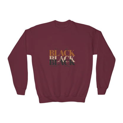 Youth Crewneck Sweatshirt – "Black Is Beautiful" Retro Typography Kids Pullover