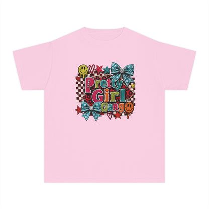 Pretty Girl Gang Youth Tee – Glitter Bows & Retro Stars Graphic