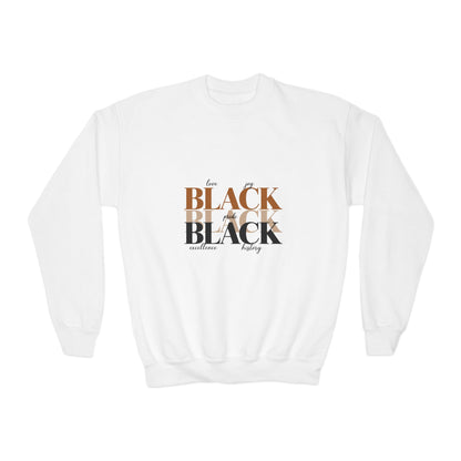 Youth Crewneck Sweatshirt – "Black Is Beautiful" Retro Typography Kids Pullover