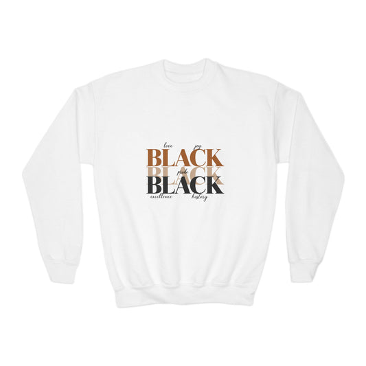 Youth Crewneck Sweatshirt – "Black Is Beautiful" Retro Typography Kids Pullover