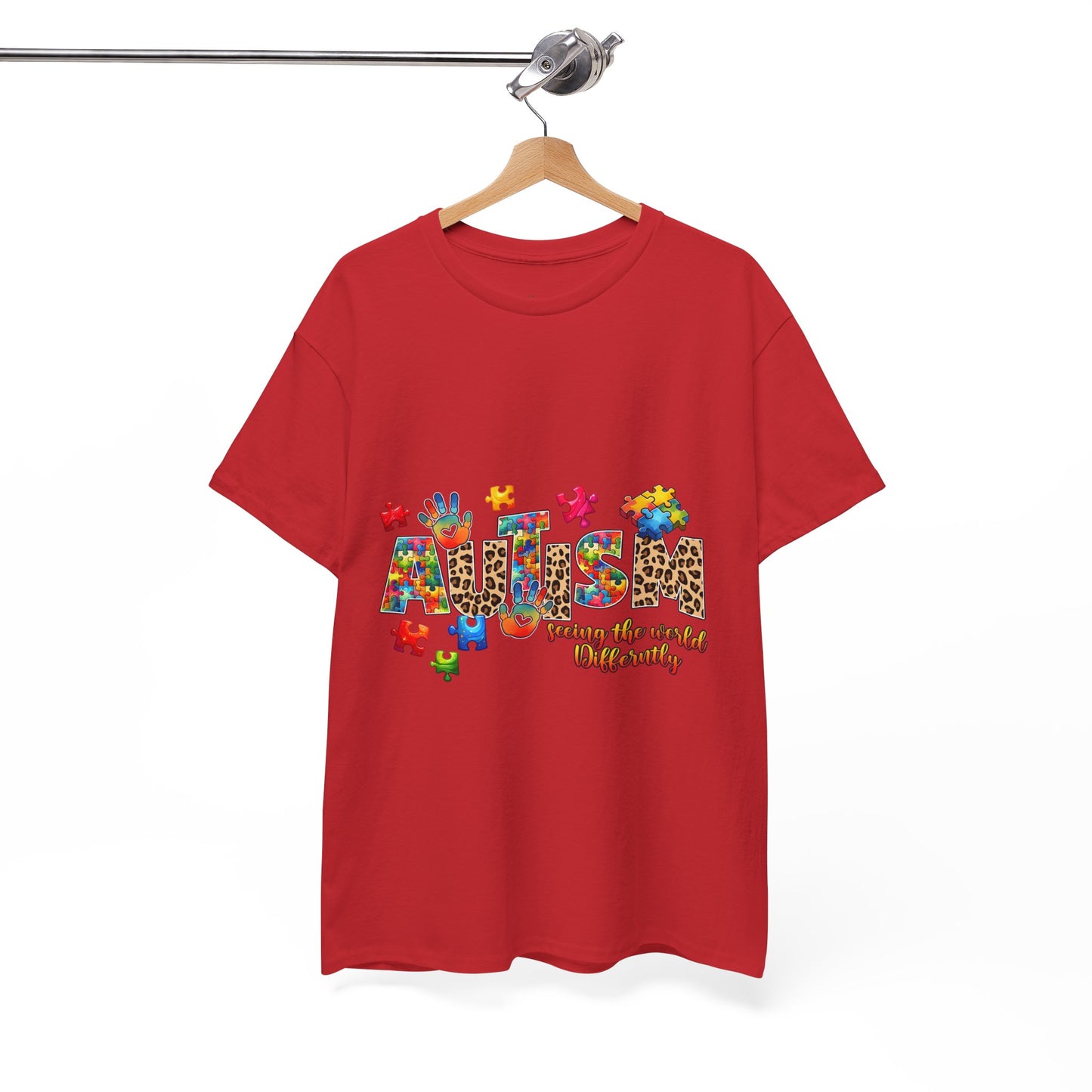 Autism Awareness T-Shirt — 'Autism: Sparking the World with Creativity' Puzzle Design