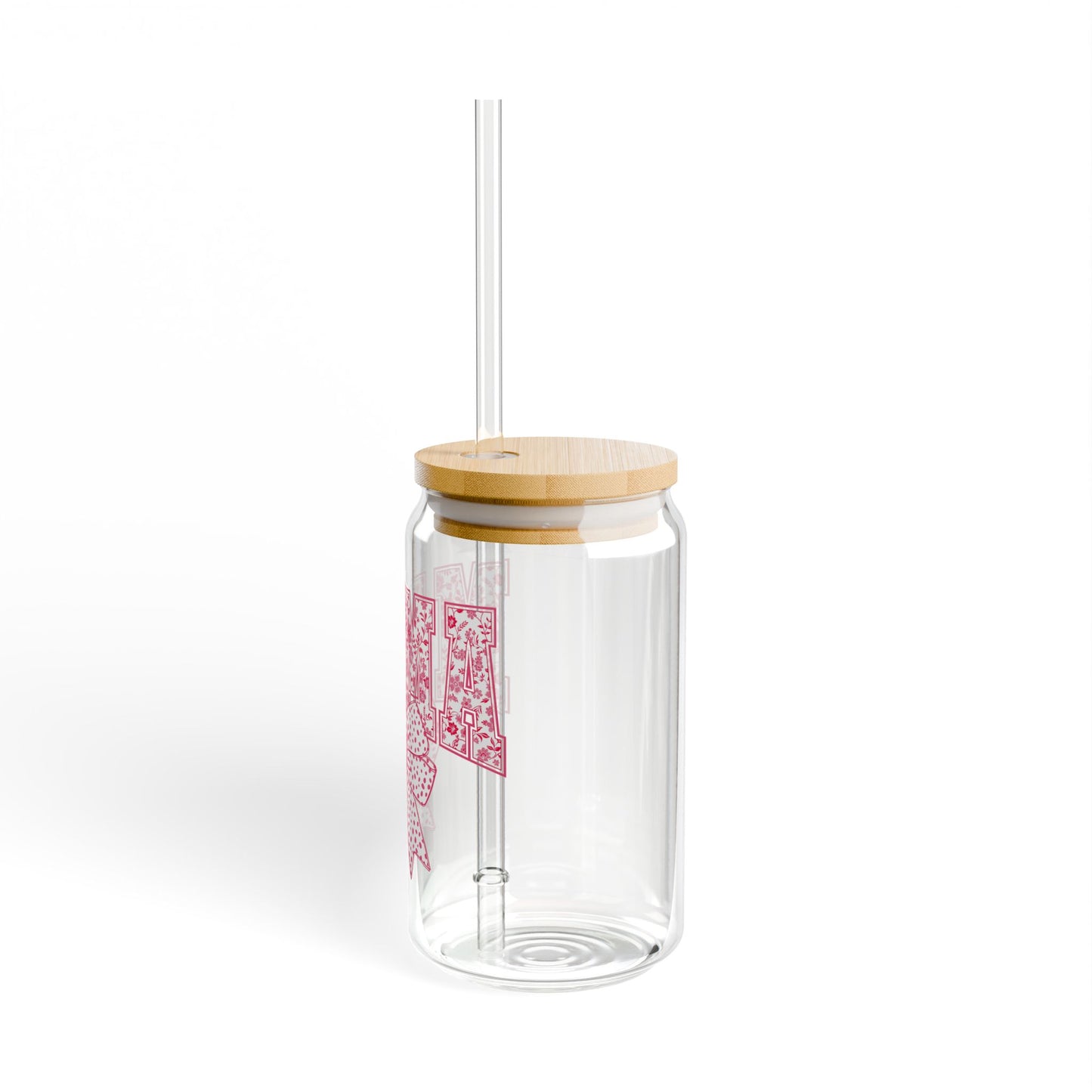 ”MAMA” 16oz Sipper Glass - Pink Bow Design