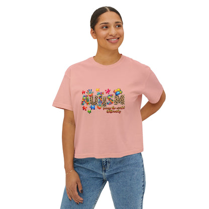 Autism Awareness Women's Boxy Tee — 'Autism: Accept the World Differently