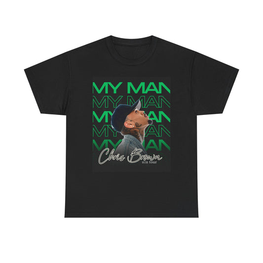 Chris Brown My Man Unisex Heavy Cotton Tee - Stylish Fan Shirt for Casual Wear - Williams Boutique 