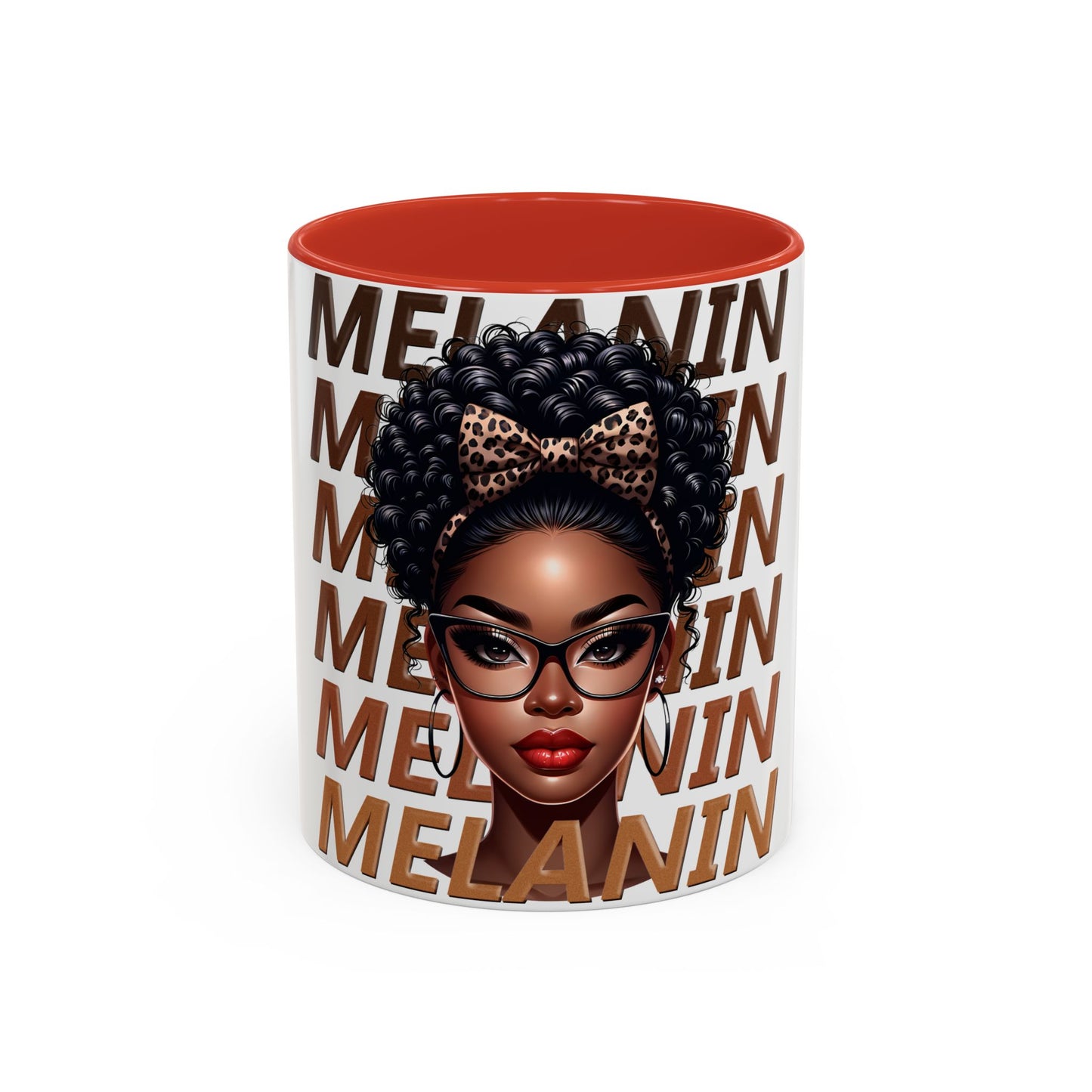 Melanin Queen Accent Coffee Mug — Black Woman Illustration