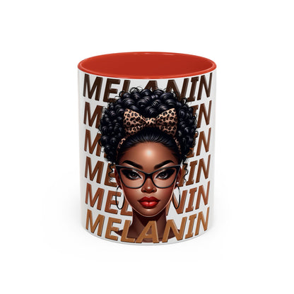 Melanin Queen Accent Coffee Mug — Black Woman Illustration