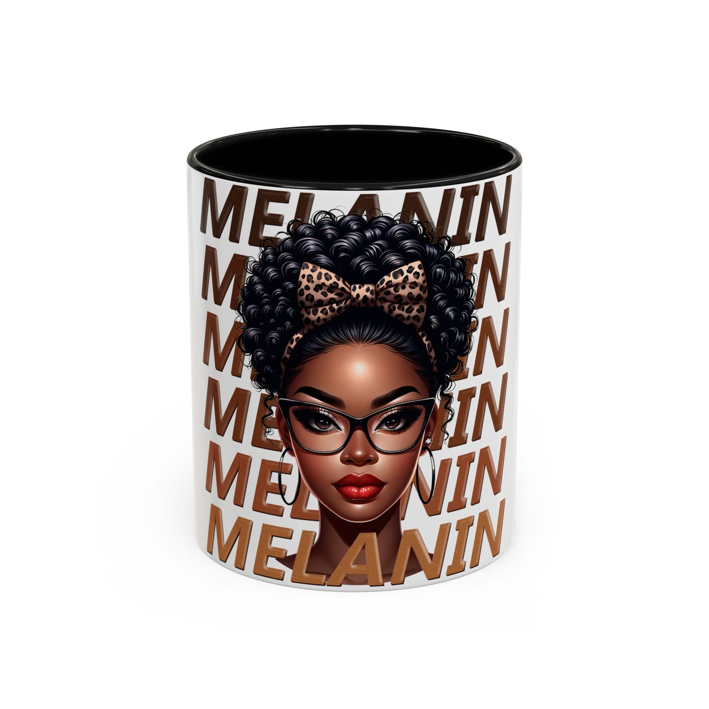 Melanin Queen Accent Coffee Mug — Black Woman Illustration