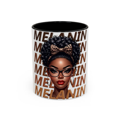 Melanin Queen Accent Coffee Mug — Black Woman Illustration