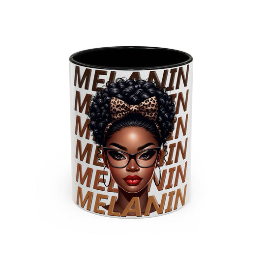 Melanin Queen Accent Coffee Mug — Black Woman Illustration