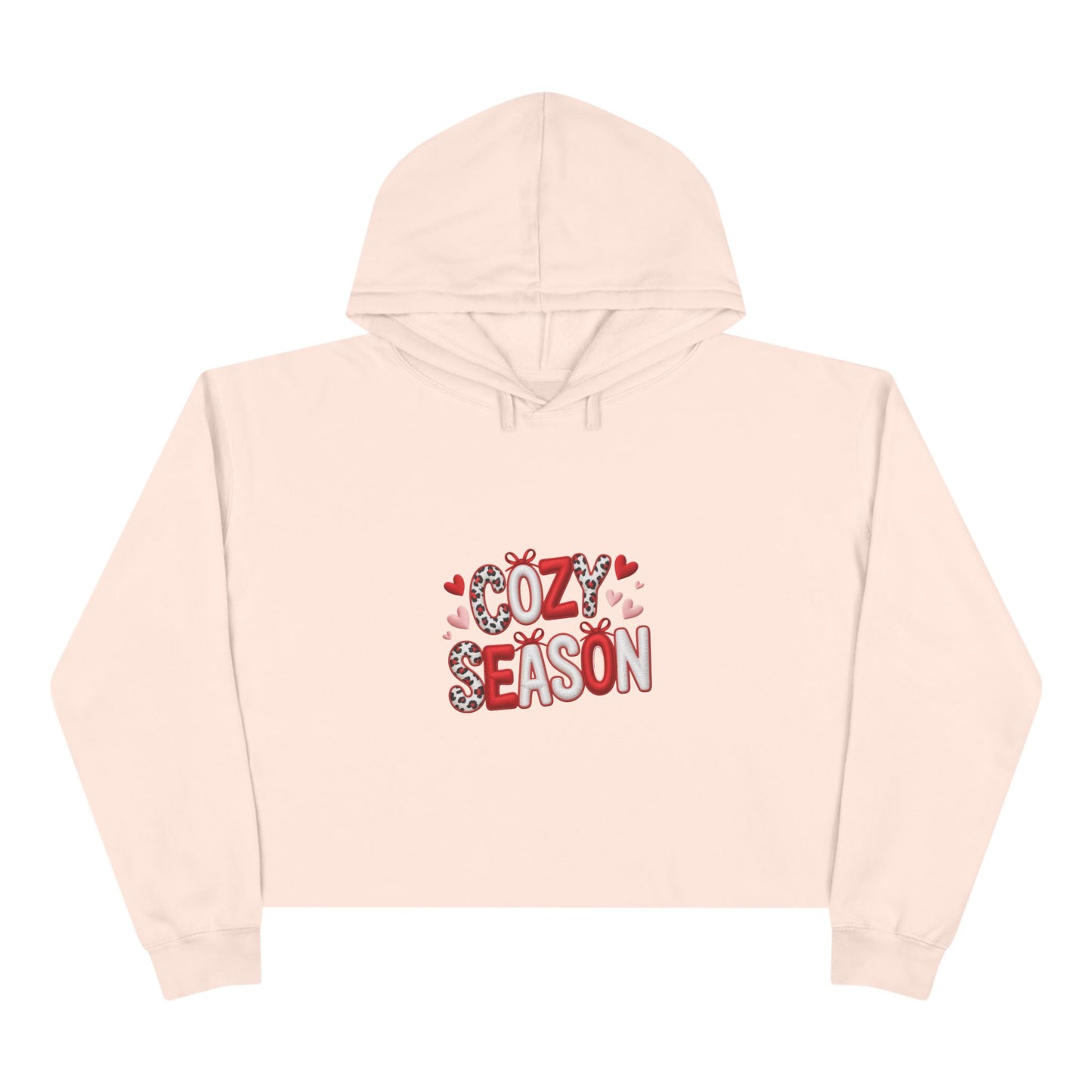 Cozy Season Cropped Hoodie – Valentine Heart Graphic