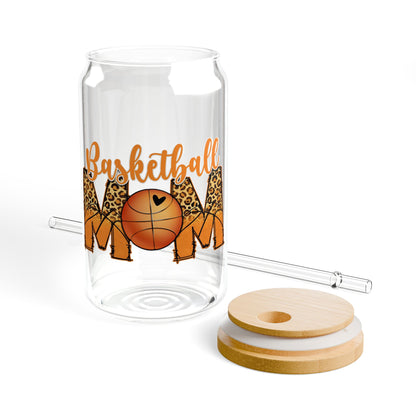 Basketball Mom 16oz Sipper Glass - Drink Tumbler with Straw
