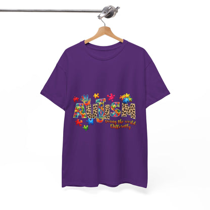 Autism Awareness T-Shirt — 'Autism: Sparking the World with Creativity' Puzzle Design