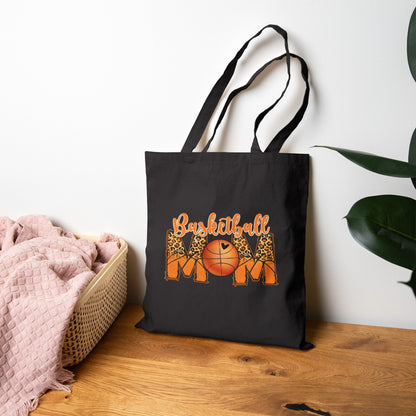 Basketball Mom Canvas Tote Bag — Leopard Accent Sports Mom Gift