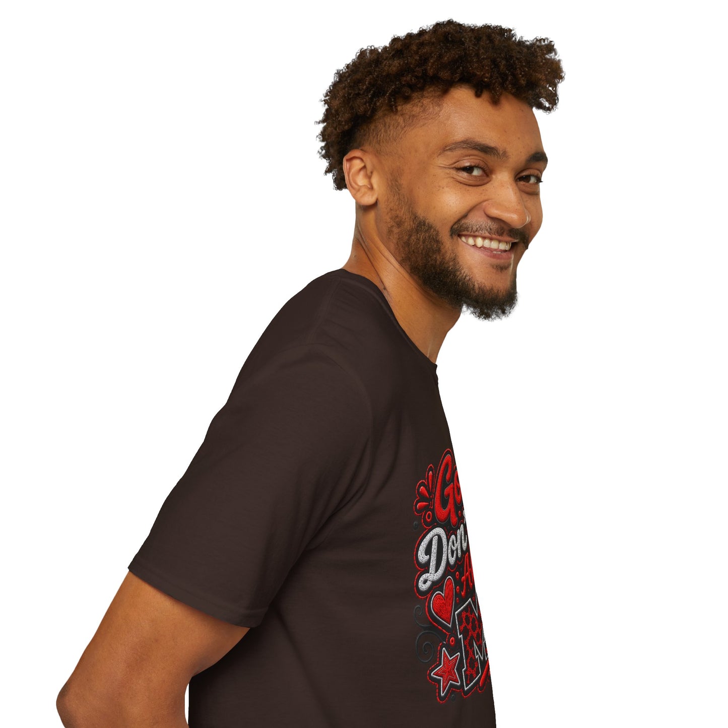 T-Shirt — "God Don’t Play About Me" Bold Script Christian Graphic Tee