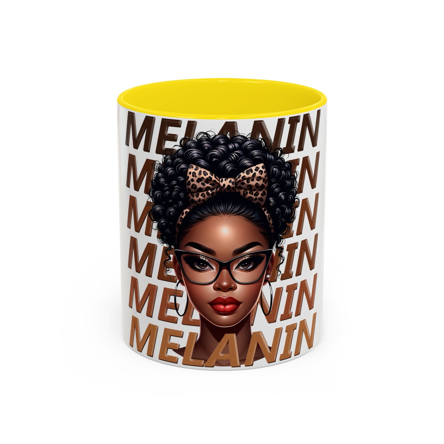 Melanin Queen Accent Coffee Mug — Black Woman Illustration