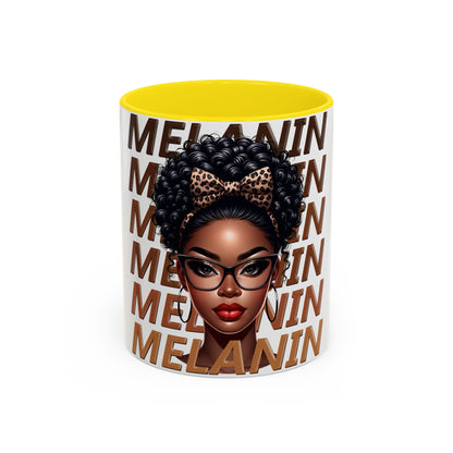 Melanin Queen Accent Coffee Mug — Black Woman Illustration