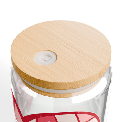 Heart Pattern 'MINI' 16oz Glass Sipper with Straw