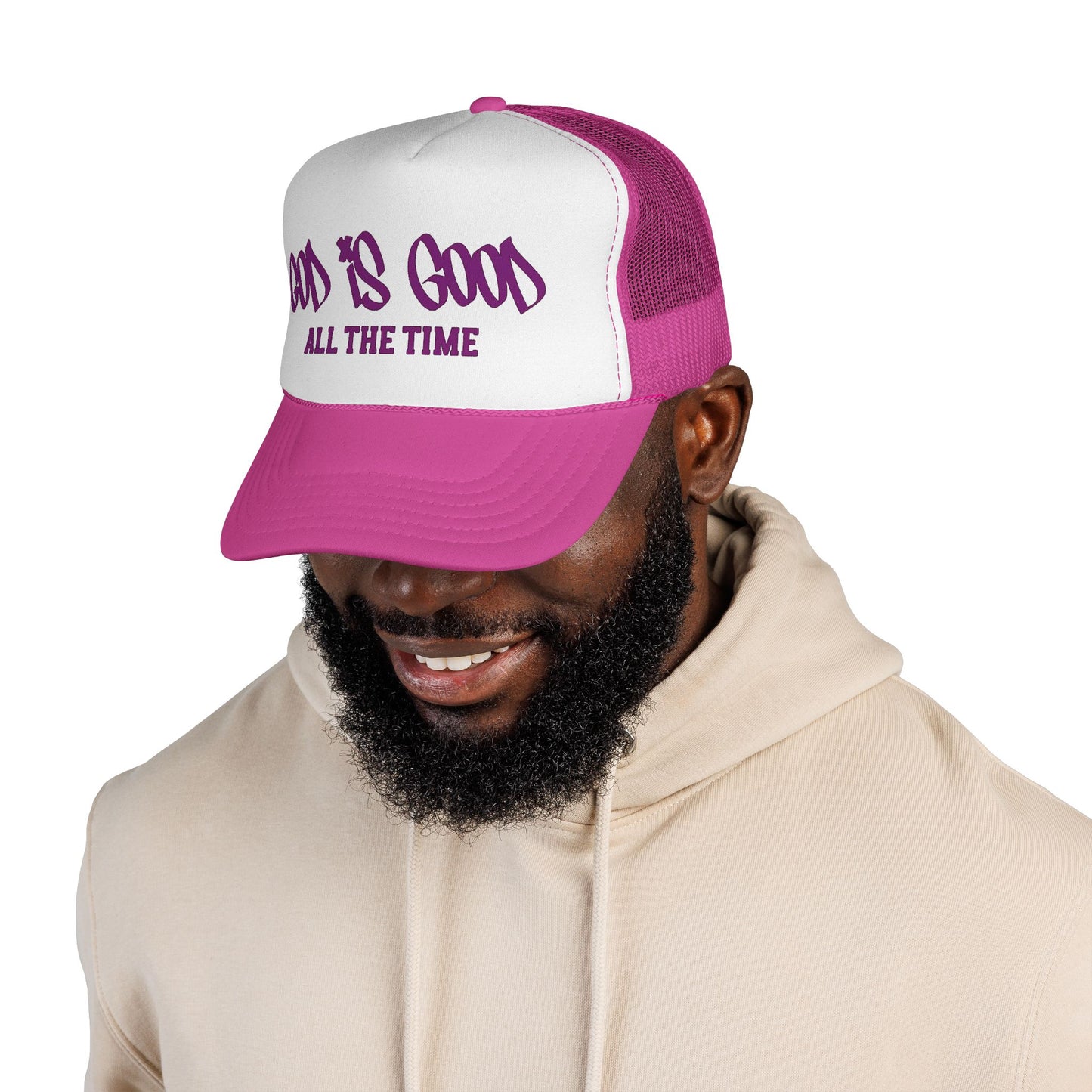 God Is Good All The Time Trucker Cap — Christian Faith Mesh Baseball Hat