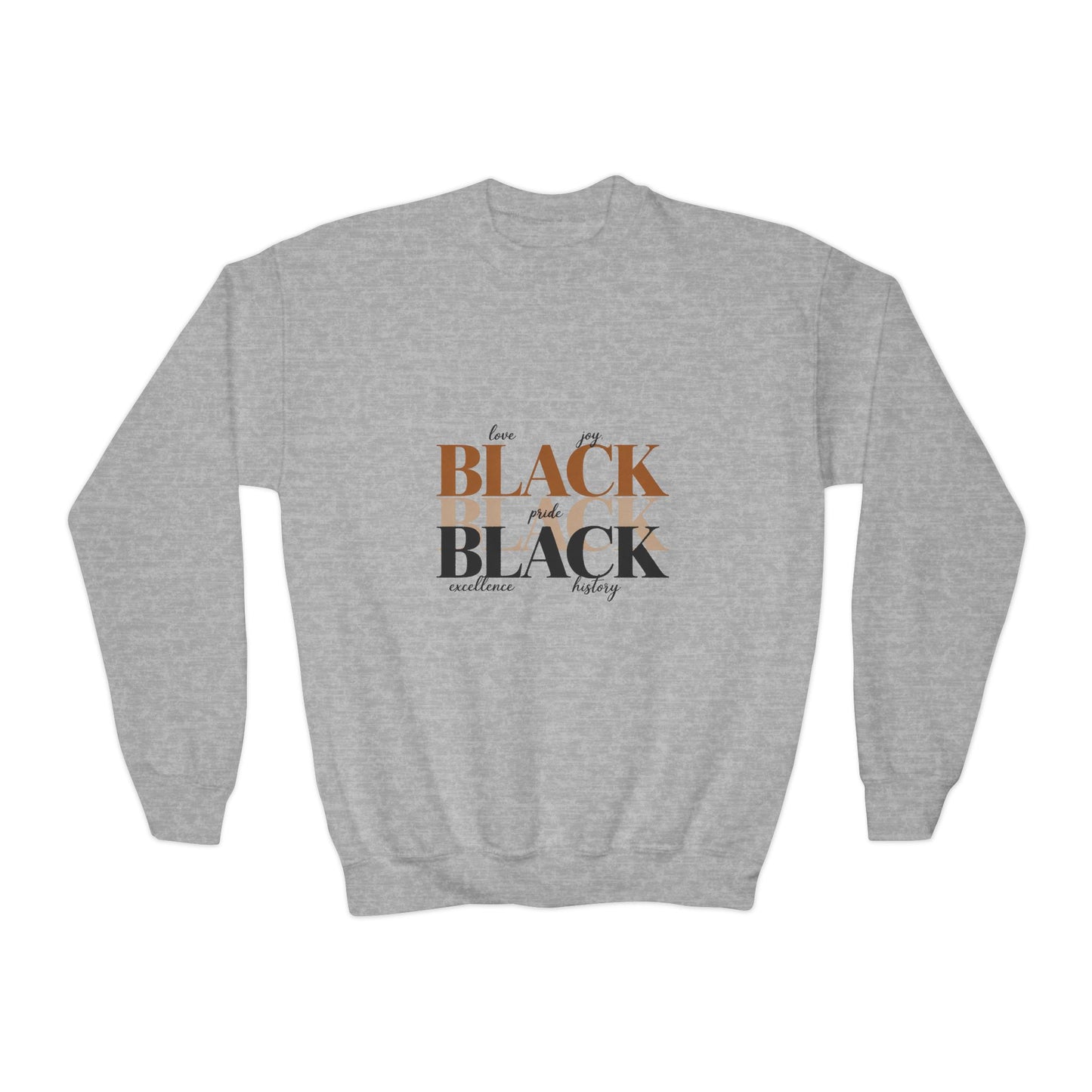 Youth Crewneck Sweatshirt – "Black Is Beautiful" Retro Typography Kids Pullover