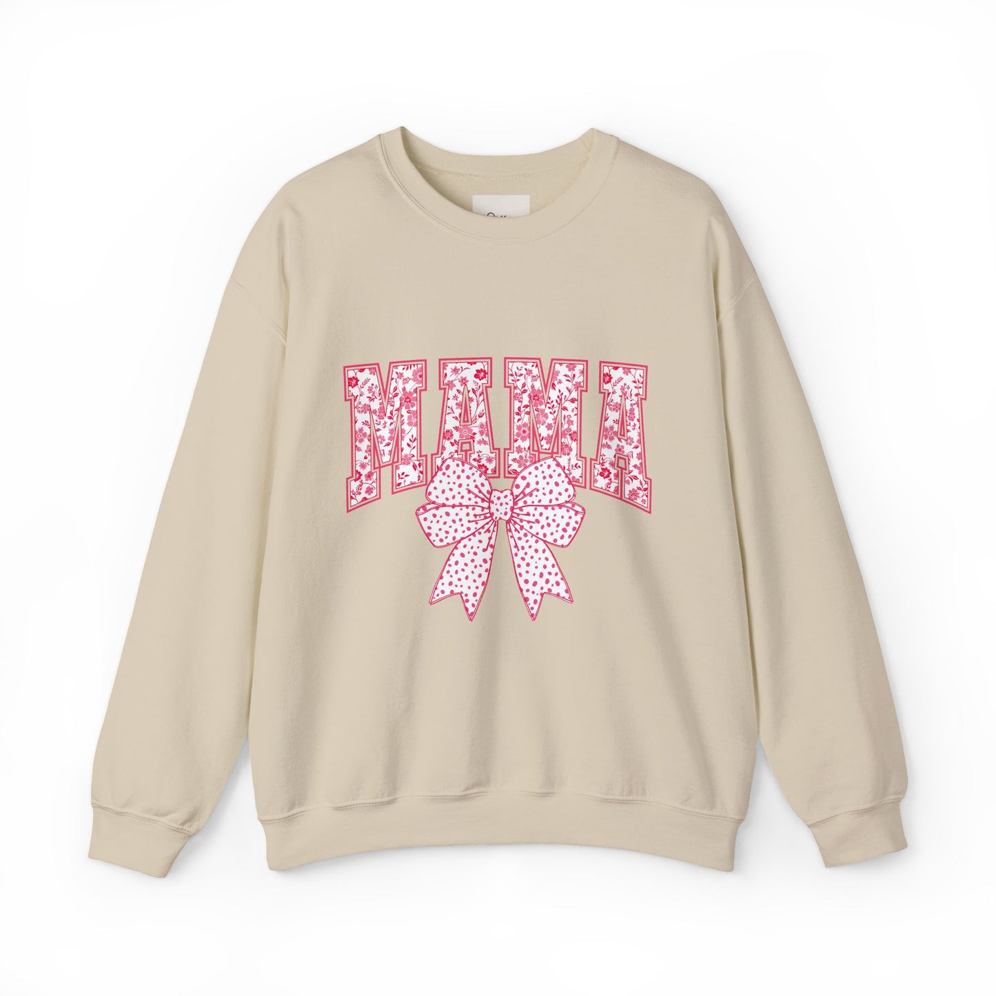Mama Crewneck Sweatshirt — Pink Floral Bow "MAMA" Pullover for Moms