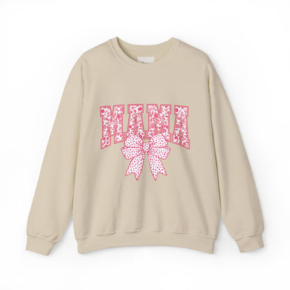 Mama Crewneck Sweatshirt — Pink Floral Bow "MAMA" Pullover for Moms