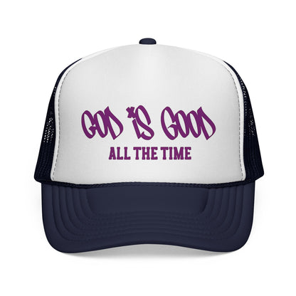 God Is Good All The Time Trucker Cap — Christian Faith Mesh Baseball Hat