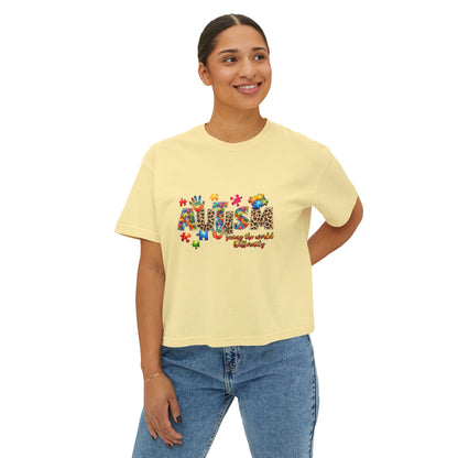 Autism Awareness Women's Boxy Tee — 'Autism: Accept the World Differently