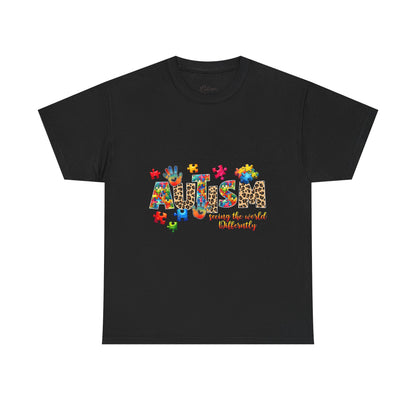 Autism Awareness T-Shirt — 'Autism: Sparking the World with Creativity' Puzzle Design