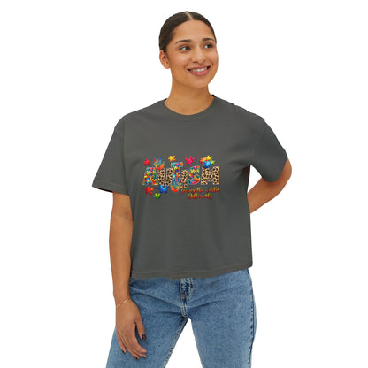Autism Awareness Women's Boxy Tee — 'Autism: Accept the World Differently