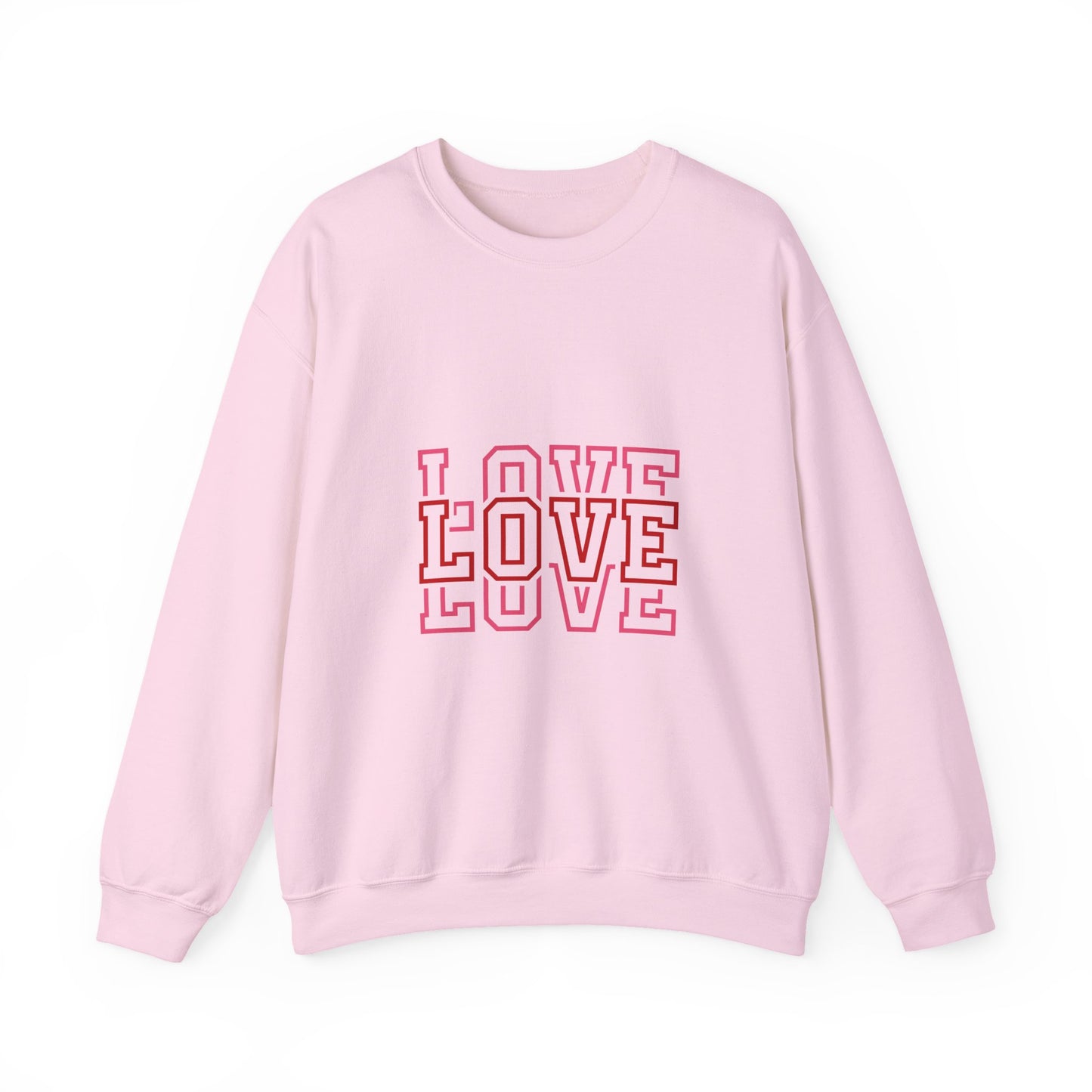 LOVE Retro Outline Crewneck Sweatshirt — Vintage Pink Layered Love Graphic