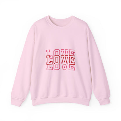 LOVE Retro Outline Crewneck Sweatshirt — Vintage Pink Layered Love Graphic