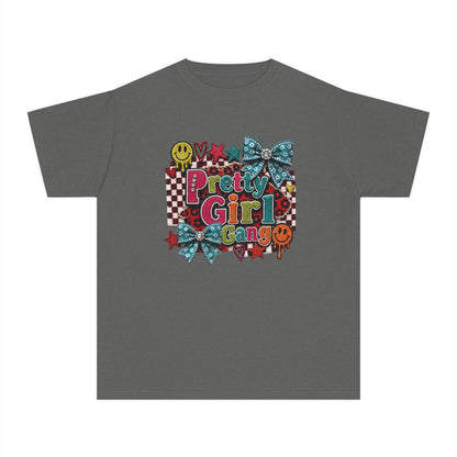 Pretty Girl Gang Youth Tee – Glitter Bows & Retro Stars Graphic