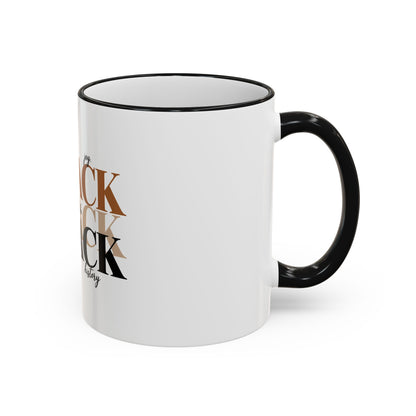 Black Pride Accent Rim Mug – "Black" Typography with Love • Joy • Excellence • History (11oz/15oz)