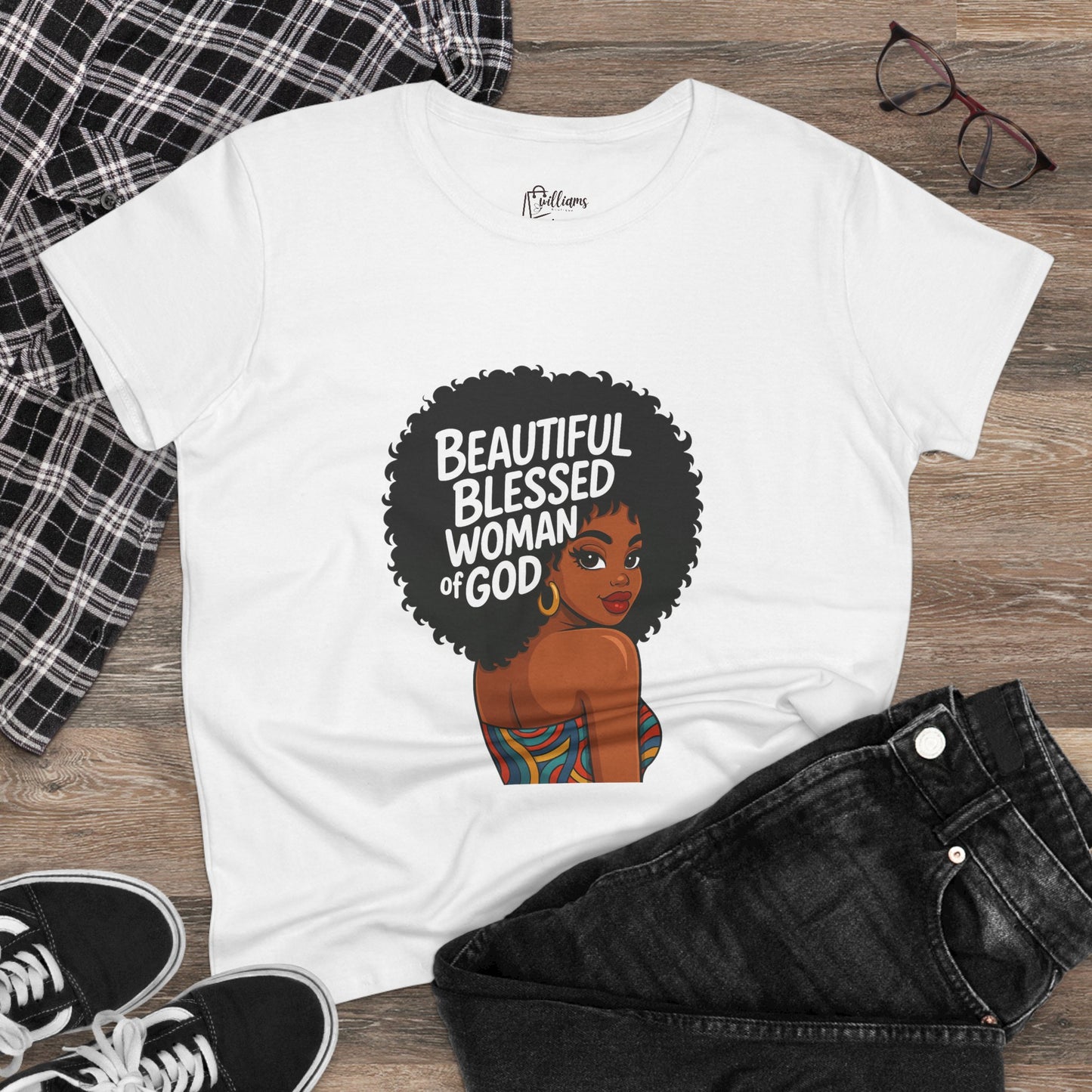 Beautiful Blessed Woman of God Tee — Women's Faith Graphic T-Shirt