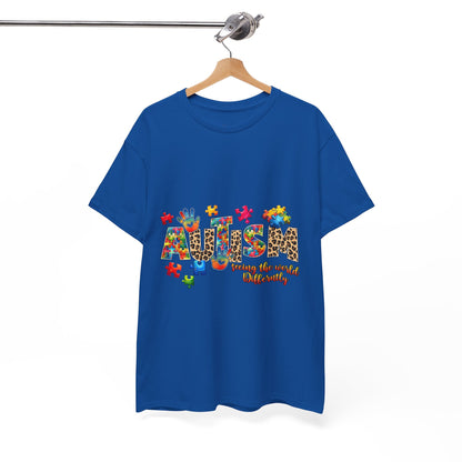 Autism Awareness T-Shirt — 'Autism: Sparking the World with Creativity' Puzzle Design