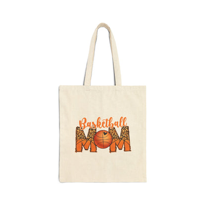 Basketball Mom Canvas Tote Bag — Leopard Accent Sports Mom Gift