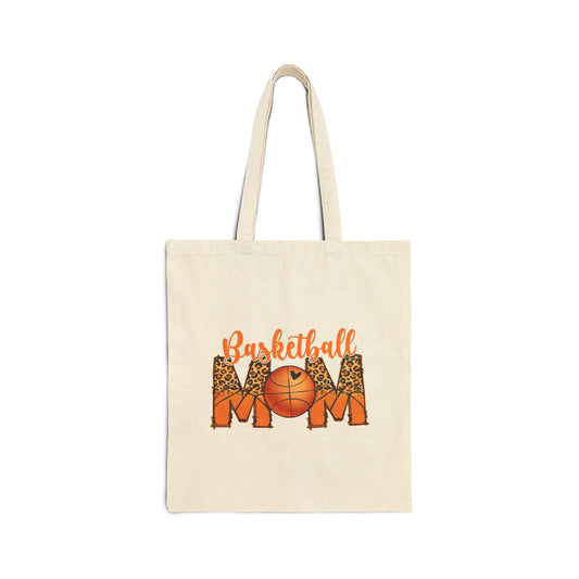 Basketball Mom Canvas Tote Bag — Leopard Accent Sports Mom Gift