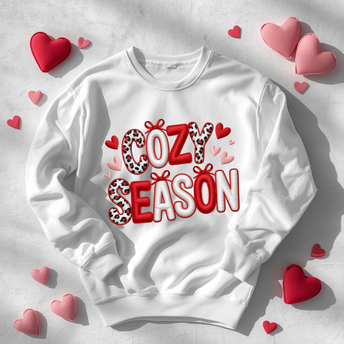 Cozy Season Crewneck Sweatshirt — Valentine’s Cozy Graphic Pullover
