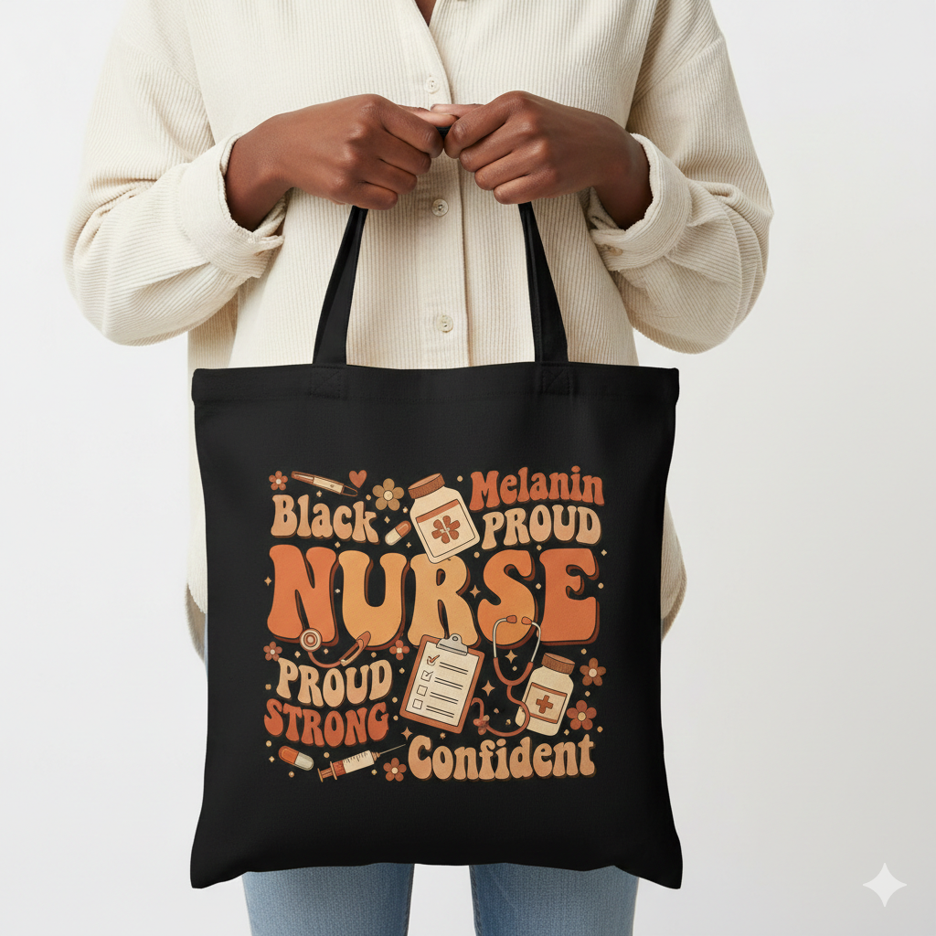 Black Nurse Tote Bag – Melanin Proud Nurse Canvas